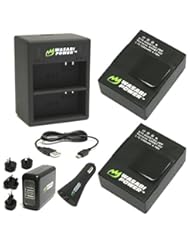 Photography: Wasabi Power Battery (2-Pack) and Dual Charger for GoPro Hero3, Hero3+ and GoPro AHDBT-201, AHDBT-301, AHDBT-302, AHBBP-301, ACARC-001, AWALC-001 (with Car and Worldwide Plugs) - Wasabi Power