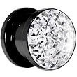 00 Gauge Clear Ferido Crystal Black Acrylic Screw Fit Plug