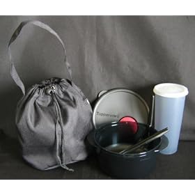 Tupperware Fashion Lunch Set Rock N Serve Bowl Tumbler with Lunch Bag Cosmos Black by Tupperware