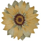 Nourison Blooms Yellow Flower Shaped Wool Rug, 3 Ft Round