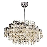 IMAGE OF Trans Globe MDN-567 Shoyo - Ten Light Crystal Chandelier, Chrome Finish with Capiz Shell Shade with Crystal
