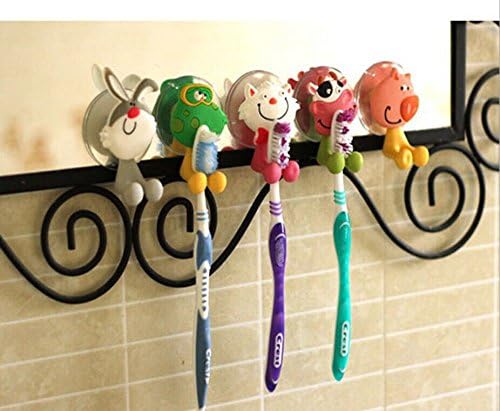 Grandman 2015 Very Cute Cartoon Sucker Toothbrush Holder / Suction Hooks /Household Items /Bathroom/toothbrush Rack/bathroom Set 5pcs/lot