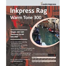 Inkpress Fine Art Rag WarmTone, 300 gsm, 24 mil, Double Sided, 4 x 6, (50 sheets)