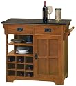 Craftsman Kitchen Cart Black Granite Dark Oak