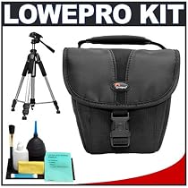 Lowepro Rezo TLZ 10 (Black) Bag + Tripod + Accessory Kit for Canon Rebel XSi, XS, T1i, XTi, 40D, 50D, Nikon D40, D60, D5000, D90, D300, D700, Olympus Evolt E-30, E-450, E-520, E-620, and Sony Alpha A200, A300, A350, A700 Digital SLR Cameras
