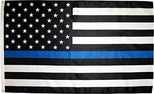Thin Blue Line American Flag with 2 Brass Grommets Polyester Banner (Thin Blue Line)