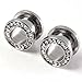 XIUFEN Punk Rhinestone Crystal Screw Tunnels Ear Expander Stretch Plugs Piercing Gauge