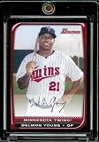 2008 Bowman # 165 Delmon Young - Minnesota Twins - MLB Baseball Card in Protective Screw Down Display Case!