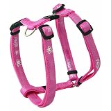 Rogz Pupz Zing Adjustable Zip Zap Zo Puppy H-Harness, Medium .625-Inches, Pink Bling Design
