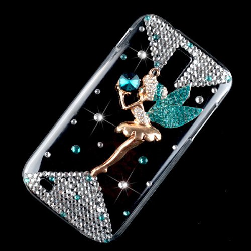 New Hot Cute 3D Skyblue Angel Girl Crystal Bling Diamond Clear Hard Back Case Cover for Samsung Galaxy S2 T989 Hercules T-Mobile