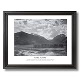 Ansel Adams Lake Mountain B/W Photo Landscape Home Decor Wall Picture Black Framed Art Print