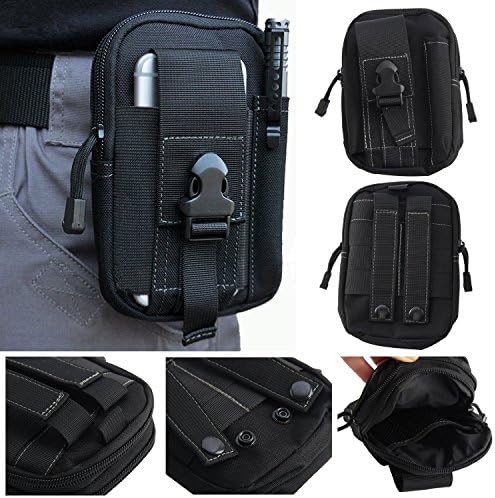 All Anystar Multi-Purpose Poly Tool Holder EDC Pouch Camo Bag Military Nylon Utility Tactical Waist Pack Camping Hiking Pouch for iphone 6/6s,samsung Galaxy s7,note 5,LG G5 and more --all Black