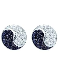 10K White Gold 0.36CT Black Diamond Ying Yang Earring
