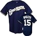 Ben Sheets Majestic MLB Alternate Navy Replica Milwaukee Brewers Jersey - X-Large
