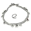 Ankle Bracelets Silver Toe Ring Pair for Women 10.25 inches (anklts531)