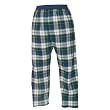 Campbell Blue Green White tartan plaid check flannel cotton pants for lounging, sleep, sports. Unisex relaxed fit, exposed elastic waist