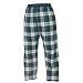 Apparel : Campbell Blue Green White tartan plaid check flannel cotton pants for lounging, sleep, sports. Unisex relaxed fit, available in 5 Adult sizes, exposed elastic waist