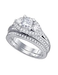 1.74CTW DIAMOND 1.00CT CENTER PRINCESS BRIDAL SET