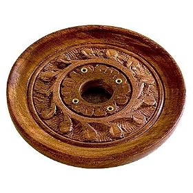 Wooden Carved "Vines" 4" Incense Burner - Cones or Sticks