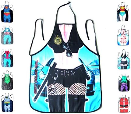 Starixx Funny Kitchen Apron, Cooking and Grilling with Superman, Batman, Wonder Woman or Santa Claus