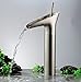 Aquafaucet Single Handle Waterfall Bathroom Sink Vessel Faucet Brushed Nickel