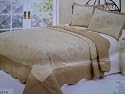 3pc Almont / Brown 100% Cotton Fully Quilted Embroidery Bedspread Set Queen