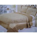 3pc cotton fully quilted emb' bed cover bedspread quilts set almont brown, King by 