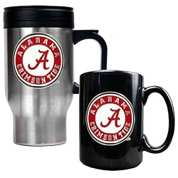 Alabama Crimson Tide NCAA Stainless Travel Mug And Ceramic Mug Set by Great American Products