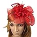 Zking Women Flower Feather Mesh Net Beaded Fascinator Hairpin Hat Headband