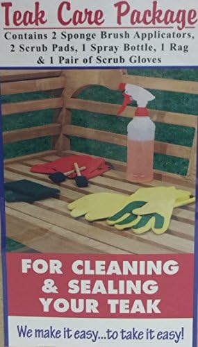 SEMCO Teak Care Package - Includes Sponge Brush, Scrubs, Rag, Spray Bottle, Gloves