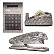Calculator, Stapler & Tape Dispenser SET Clear Crystal