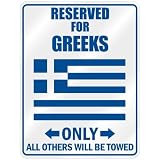 New  Reserved Only For Greek - Flag Nation  Greece Parking Sign Country
