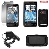 HTC EVO 4G Sprint Combo Black Rubber Feel Protective Case Faceplate Cover + ....