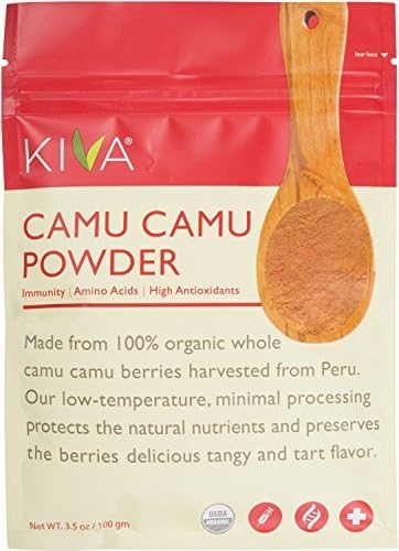 (2 PACK) Kiva Organic Camu Camu Powder - Non-GMO, Raw, Vegan, 3.5-Ounce Pouches