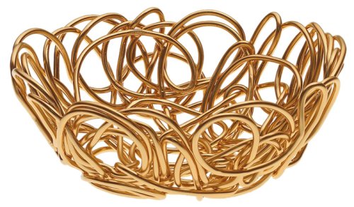 A di Alessi NUVEM Drahtkorb, rund aus eloxiertem Aluminium, Gold
