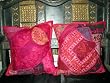 2 Pink Gujrati Embroidered Sari Toss Pillow Cushion Covers Free Shipping