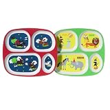 4-pc. Melamine Divided Plate Set - Dog Circus by Grand Bonanza
