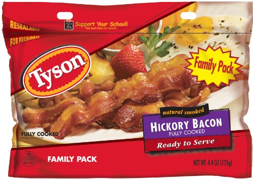 Tyson Fully Cooked Bacon, Family Pack, 4.4-Ounce (Pack of 2)
