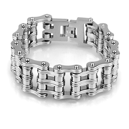LiteXim Motorcycle Bracelet Heavy-duty Bracelet Stainless Steel Men's Bycicle Bike Chain Bracelet Jewelry for Man Bold and Chunky