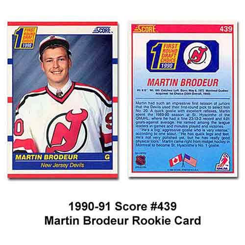 Score New Jersey Devils Martin Brodeur 90-91 Rookie Card