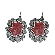 Wine Spill Red Coral Metal Earrings