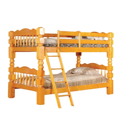 Buy Honey Oak Finish Wood 4½ Posts Twin Size Convertible Bunk Bed RA