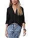 Aolakeke Women Chiffon Blouse V Neck Short/Long Sleeve Top Shirts