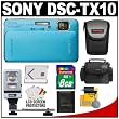Sony Cyber-Shot DSC-TX10 Shock & Waterproof Digital Camera (Blue) with 8GB Card + Battery + (2) Cases + Flash + Accessory Kit Sony Cyber-Shot DSC-TX10 Shock & Waterproof Digital Camera (Blue) with 8GB Card + Battery + (2) Cases + Flash + Accessory Kit