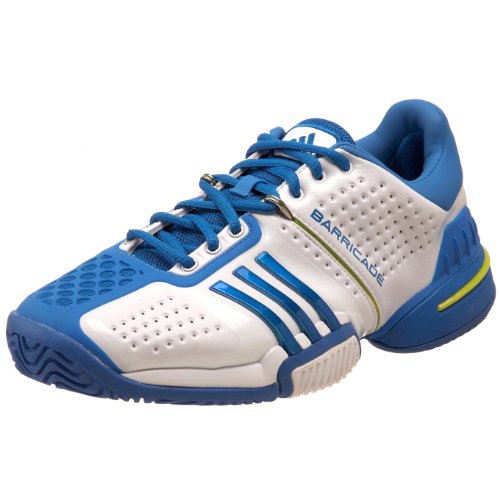 adidas Men's Barricade 6.0 Tennis Shoe,White/Signal Blue/Acid Buzz,10.5 M US
