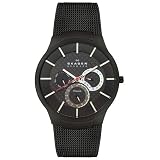 Skagen Men's 809XLTBB Titanium Collection Multifunction Black Mesh Titanium Watch