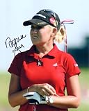 Natalie Gulbis autographed 8x10 LPGA holding tee photo