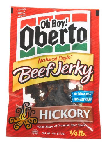 Oh Boy! Oberto Natural Style Beef Jerky Hickory, 4-Ounce Packages (Pack of 6) by Dried Beef