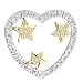 Slider open heart pendant set with 0.55cttw pave round diamonds with starlets in yellow gold on center