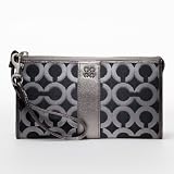 Coach Spotlight Julia Op Art Organizer Zip Wristlet Wallet 46805 Gunmetal/Black